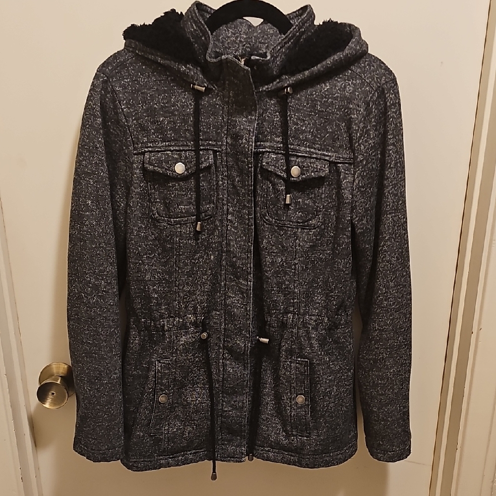 G By Guess Charcoal Hooded Military Jacket